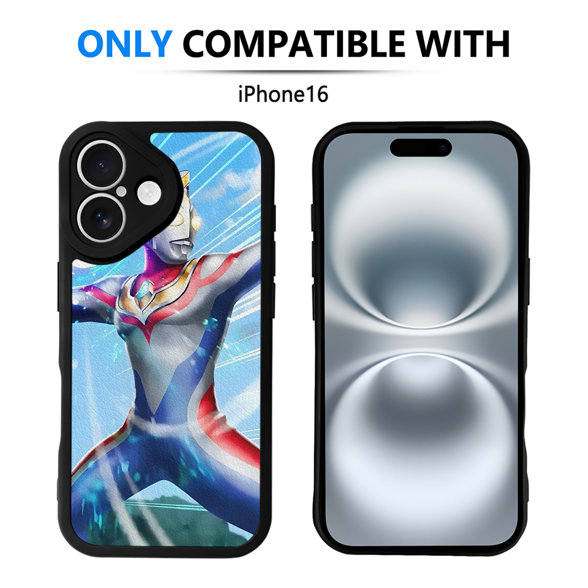 （画像用） ウルトラマン Ultraman 【iPhone 16シリーズ対応】シリコンスマホケース（レザー調） 材質：シリコン